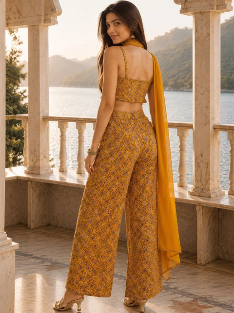 indo street Bohemian Printed Top with Palazzos - Image 5