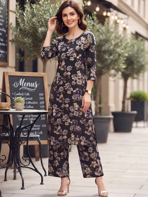Nayo Floral Printed Top with Trousers - Image 5
