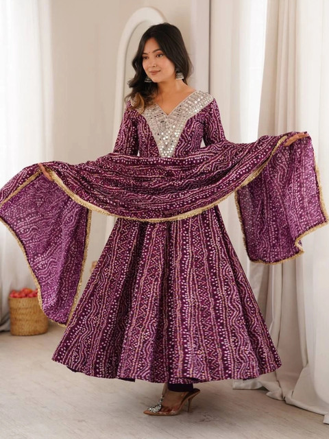 Homexa Enterprise Women Ethnic Motifs Printed Regular Mirror Work Kurta with Trousers & With Dupatta - Image 5