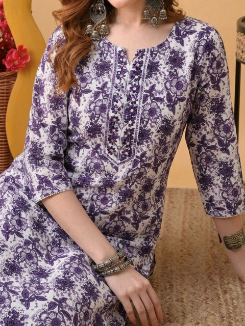 Pjyot by surhi Women Floral Printed Thread Work Floral Kurta - Image 6