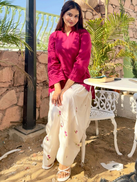 TWINS LADY Women Floral Regular Chanderi Cotton Kurta with Patiala - Image 6