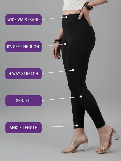 COLRINA Pack Of 2 Skin-Fit Cotton Ankle Length Leggings - Image 5