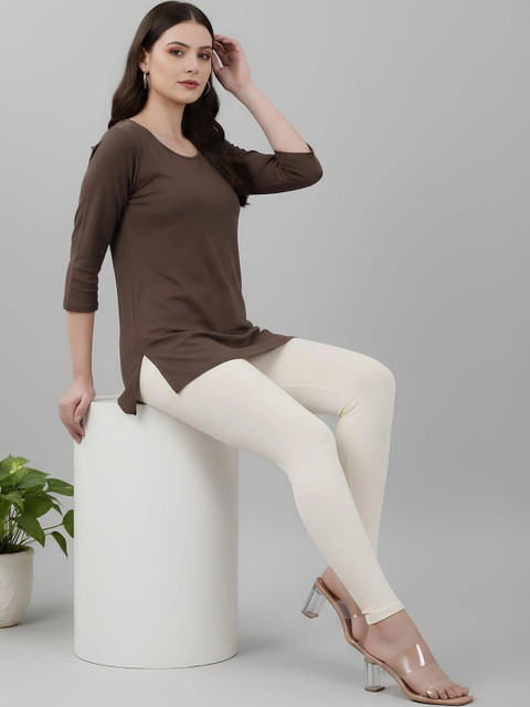 COLRINA Pack Of 2 Skin-Fit Cotton Ankle Length Leggings - Image 6