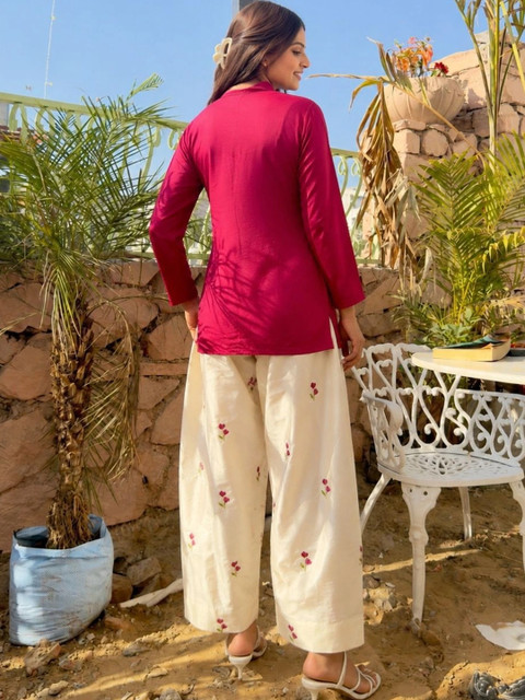 TWINS LADY Women Floral Regular Chanderi Cotton Kurta with Patiala - Image 2