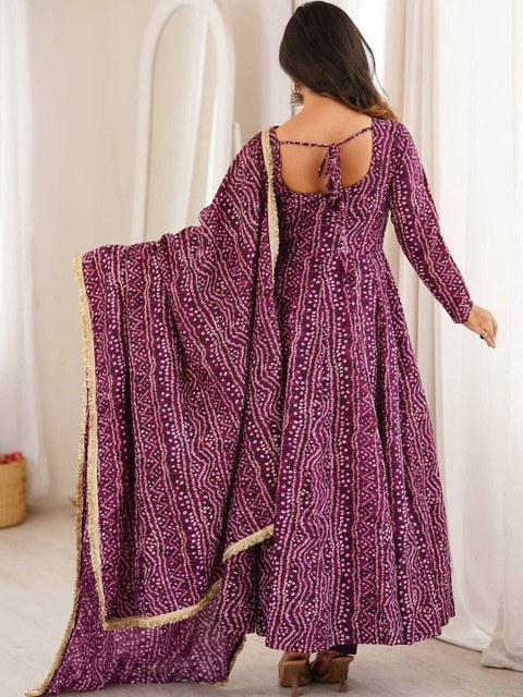 Homexa Enterprise Women Ethnic Motifs Printed Regular Mirror Work Kurta with Trousers & With Dupatta - Image 2