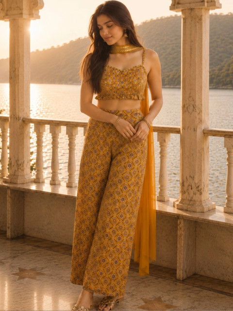 indo street Bohemian Printed Top with Palazzos
