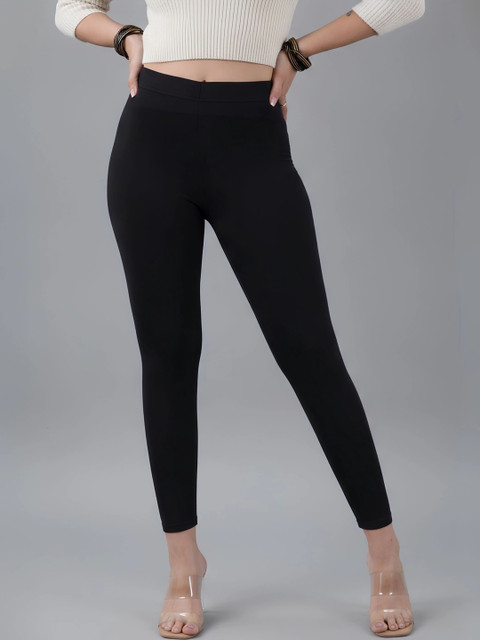 COLRINA Pack Of 2 Skin-Fit Cotton Ankle Length Leggings - Image 2