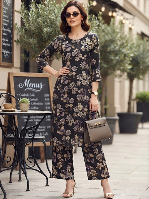 Nayo Floral Printed Top with Trousers - Image 6
