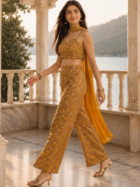 indo street Bohemian Printed Top with Palazzos - Image 3