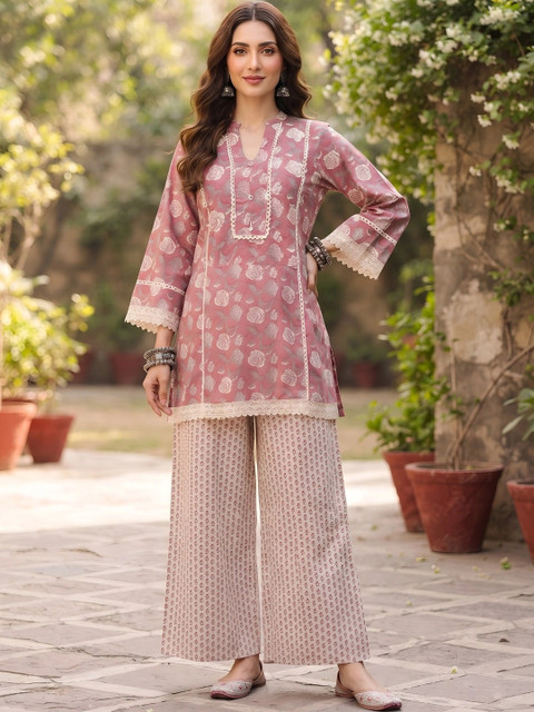 Nayo Floral Cotton Printed Tunic with Palazzos