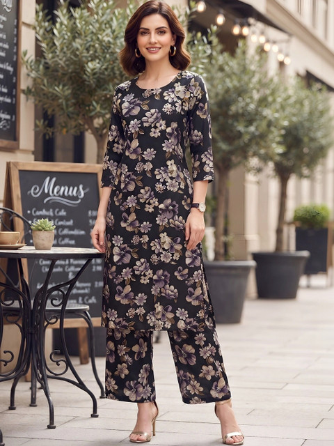 Nayo Floral Printed Top with Trousers - Image 7