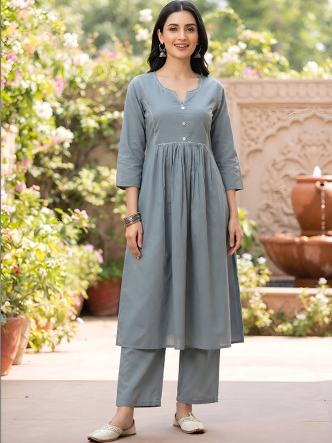 Nayo Cotton Embroidered Tunic with Trousers