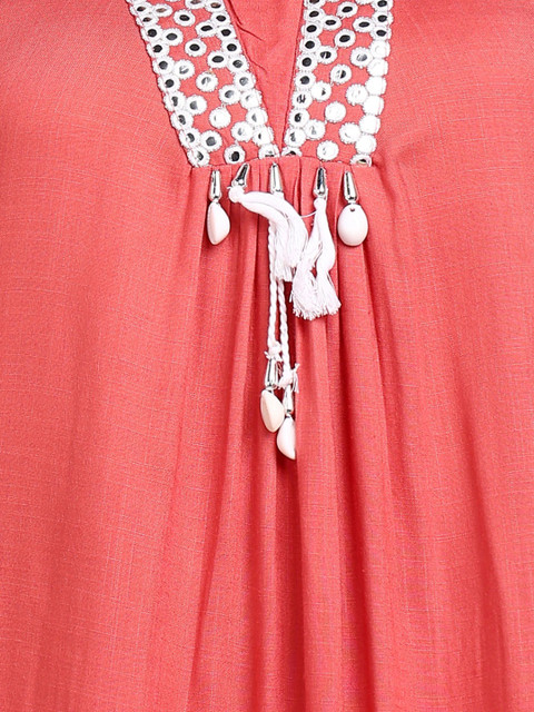 House of Pataudi Women Thread Work Handloom Kurta - Image 4