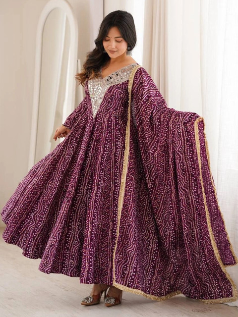 Homexa Enterprise Women Ethnic Motifs Printed Regular Mirror Work Kurta with Trousers & With Dupatta - Image 4