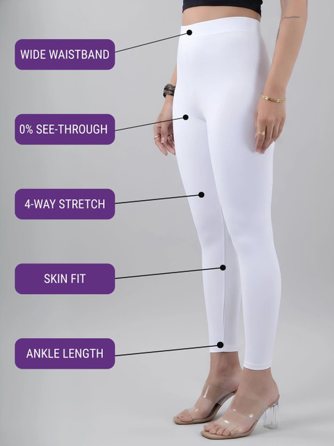 COLRINA Pack Of 2 Skin-Fit Cotton Ankle Length Leggings - Image 5