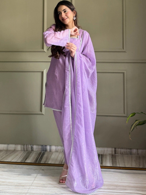 Urban Nakhre Women Regular Pure Silk Kurta with Trousers & With Dupatta - Image 2