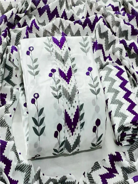 Mitera Printed Pure Cotton Unstitched Dress Material