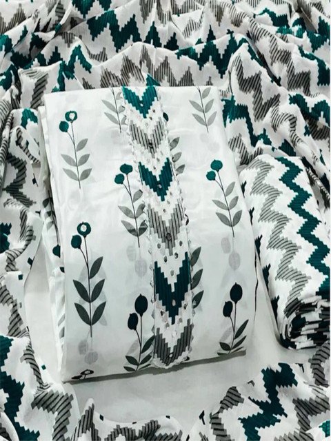 FashionsEye Printed Pure Cotton Unstitched Dress Material