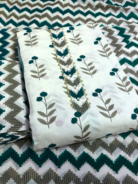 Mitera Printed Pure Cotton Unstitched Dress Material - Image 3