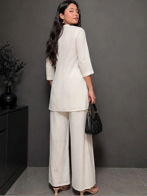 TWINS LADY Cotton Embroidered Top with Palazzos - Image 2
