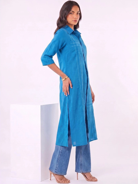 Varanga Women Shirt Collar Front Slit Kurta - Image 5