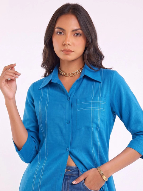 Varanga Women Shirt Collar Front Slit Kurta - Image 2