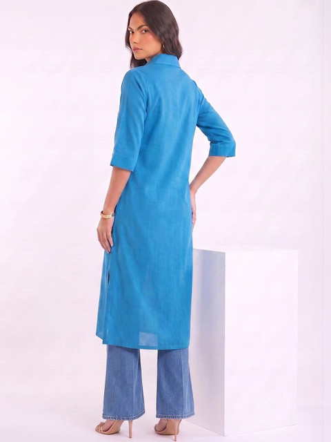 Varanga Women Shirt Collar Front Slit Kurta - Image 7