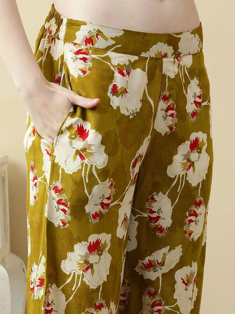 Anouk Women Floral Printed Regular Kurta with Palazzos - Image 4
