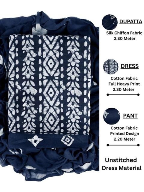 FashionsEye Printed Pure Cotton Unstitched Dress Material - Image 4