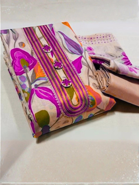 Mitera Printed Pure Cotton Unstitched Dress Material