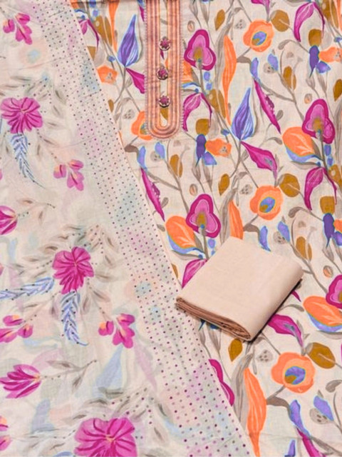 Mitera Printed Pure Cotton Unstitched Dress Material - Image 4