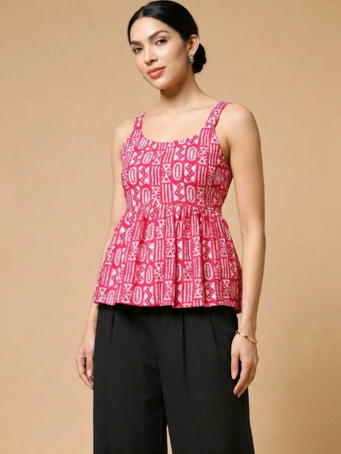 Moda Rapido Women Bohemian Cotton Printed Top with Trousers - Image 4