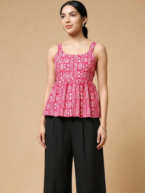 Moda Rapido Women Bohemian Cotton Printed Top with Trousers - Image 5