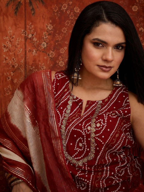 Sangria Women Ethnic Motifs Printed Regular Kurta with Patiala & With Dupatta - Image 2