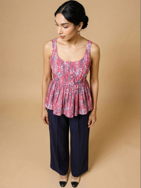 Moda Rapido Indie Florals Cotton Printed Top with Trousers - Image 4