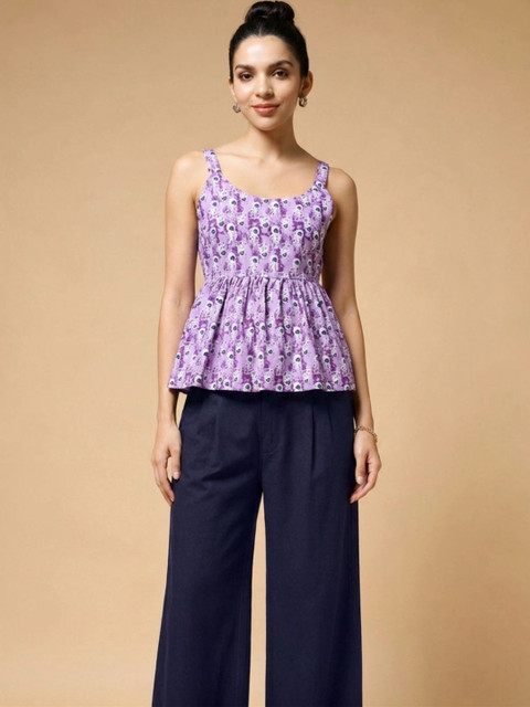 Womenster Indie Florals Cotton Printed Top with Trousers - Image 2