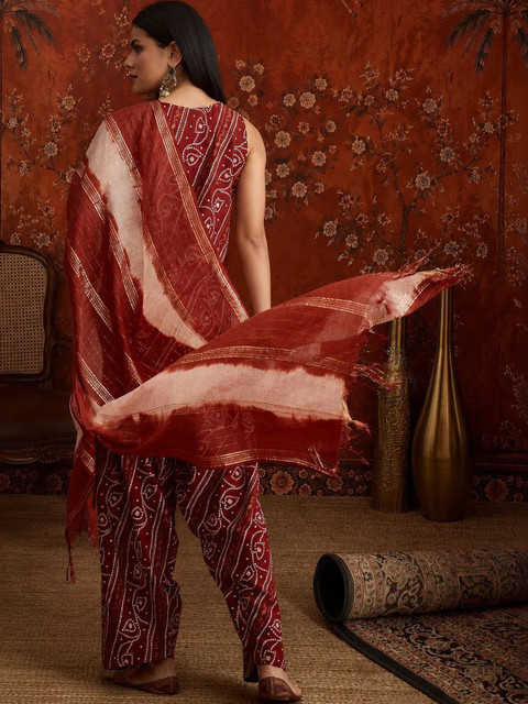 Sangria Women Ethnic Motifs Printed Regular Kurta with Patiala & With Dupatta - Image 6