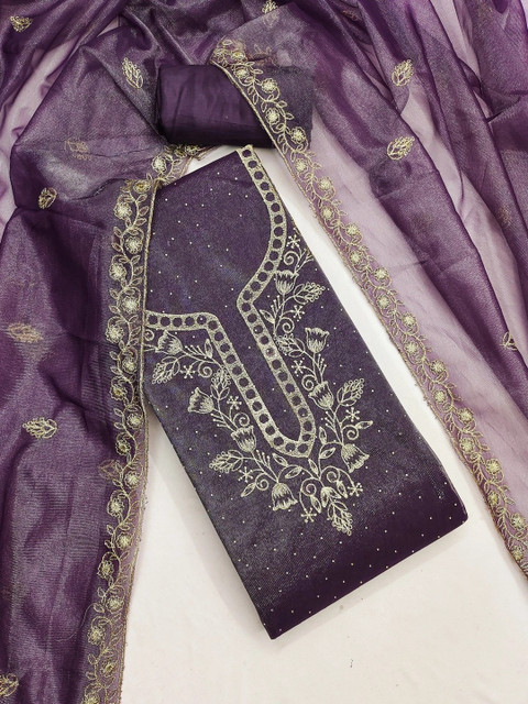 TAVAS Embroidered Organza Unstitched Dress Material - Image 5