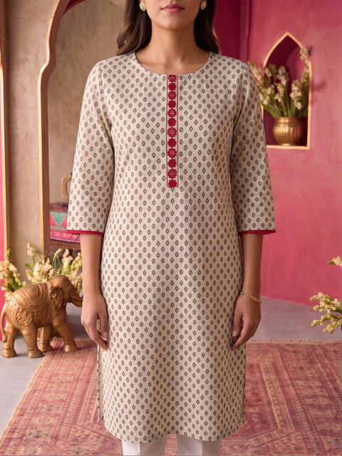 Rangita Women Geometric Printed Thread Work Kurta - Image 5