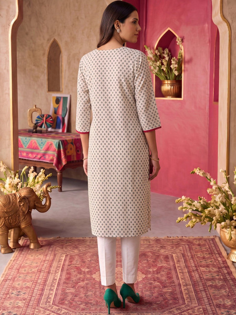 Rangita Women Geometric Printed Thread Work Kurta - Image 3