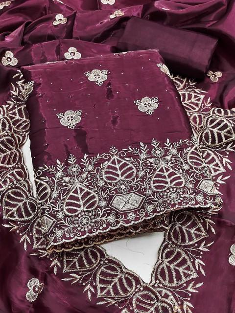 TAVAS Embroidered Pure Silk Unstitched Dress Material