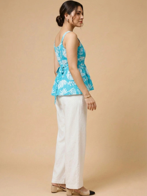 Womenster Indie Florals Cotton Printed Top with Trousers - Image 3
