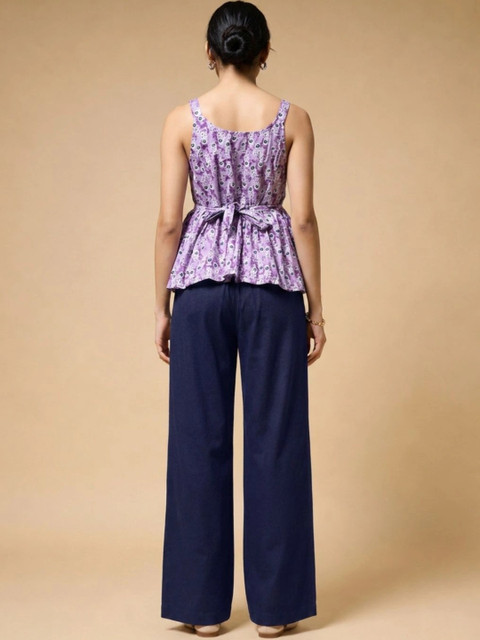 Womenster Indie Florals Cotton Printed Top with Trousers - Image 6