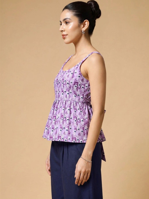 Womenster Indie Florals Cotton Printed Top with Trousers - Image 3