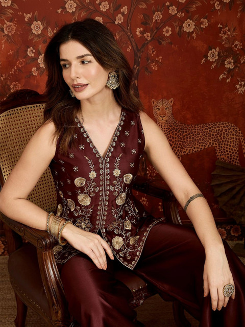 House of Pataudi Embroidered Top with Palazzos - Image 2