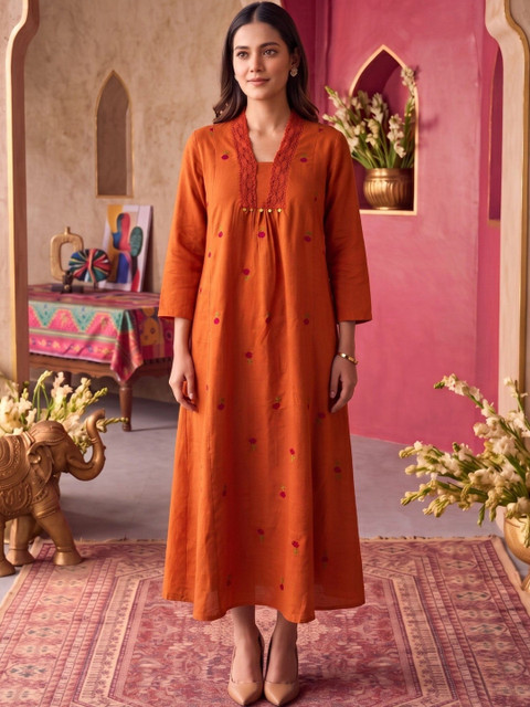 Rangita Floral Embroidered A-Line Maxi Dress