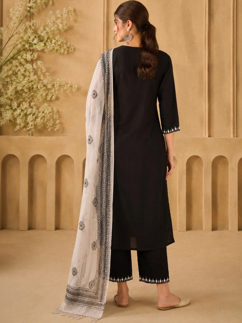 Anouk Women Ethnic Motifs Embroidered Regular Kurta with Trousers & With Dupatta - Image 6