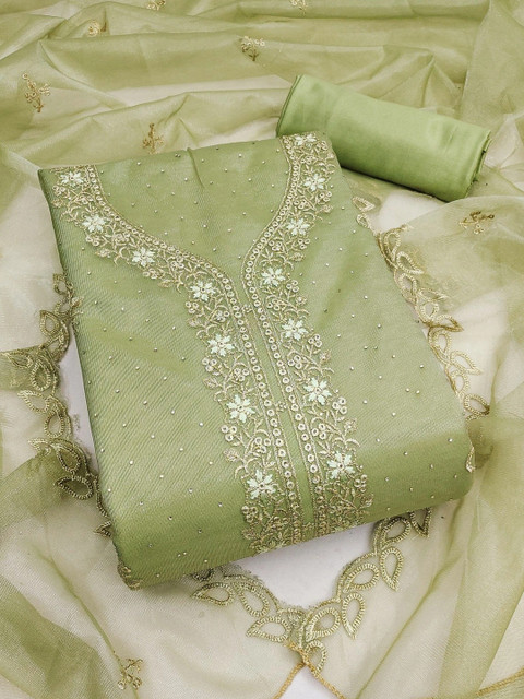 TAVAS Embroidered Organza Unstitched Dress Material