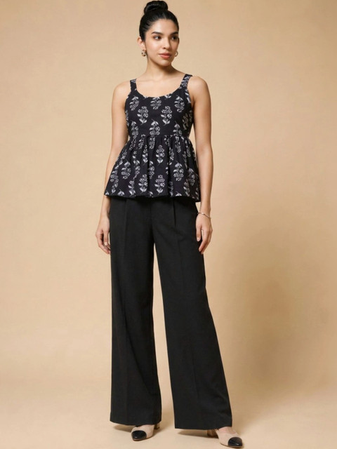 Womenster Women Floral Cotton Printed Top with Trousers - Image 3