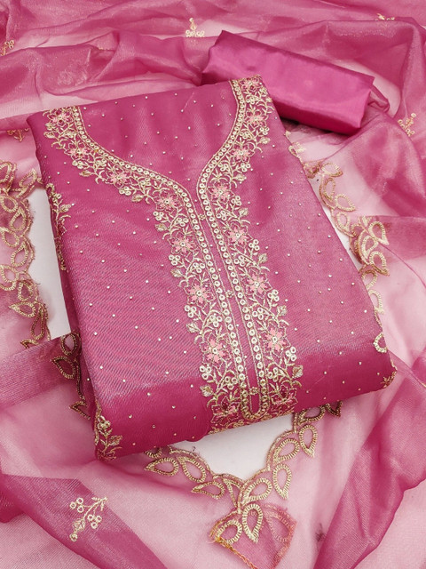 TAVAS Embroidered Organza Unstitched Dress Material